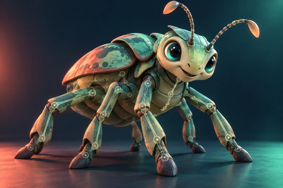 A six-legged creature with joints fitted to each leg
