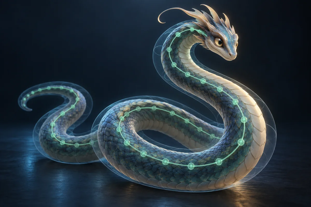 A serpentine model with a joint chain following its curved body